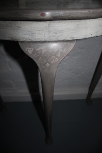 Vintage Half Moon Table hand painted with Annie Sloan Chalk paints. French Linen and Old White. Aged with Coloured wax.