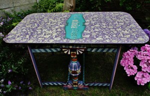 Hand Painted Drop leaf Vintage Antique Table, 