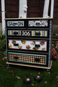 hand Painted Bohemian Style Chest of Drawers
