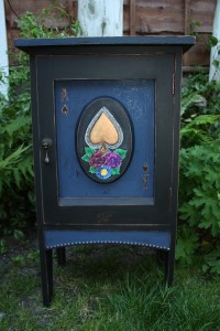 Black and Blue Alice in Wonderland inspired Bedside Cabinet